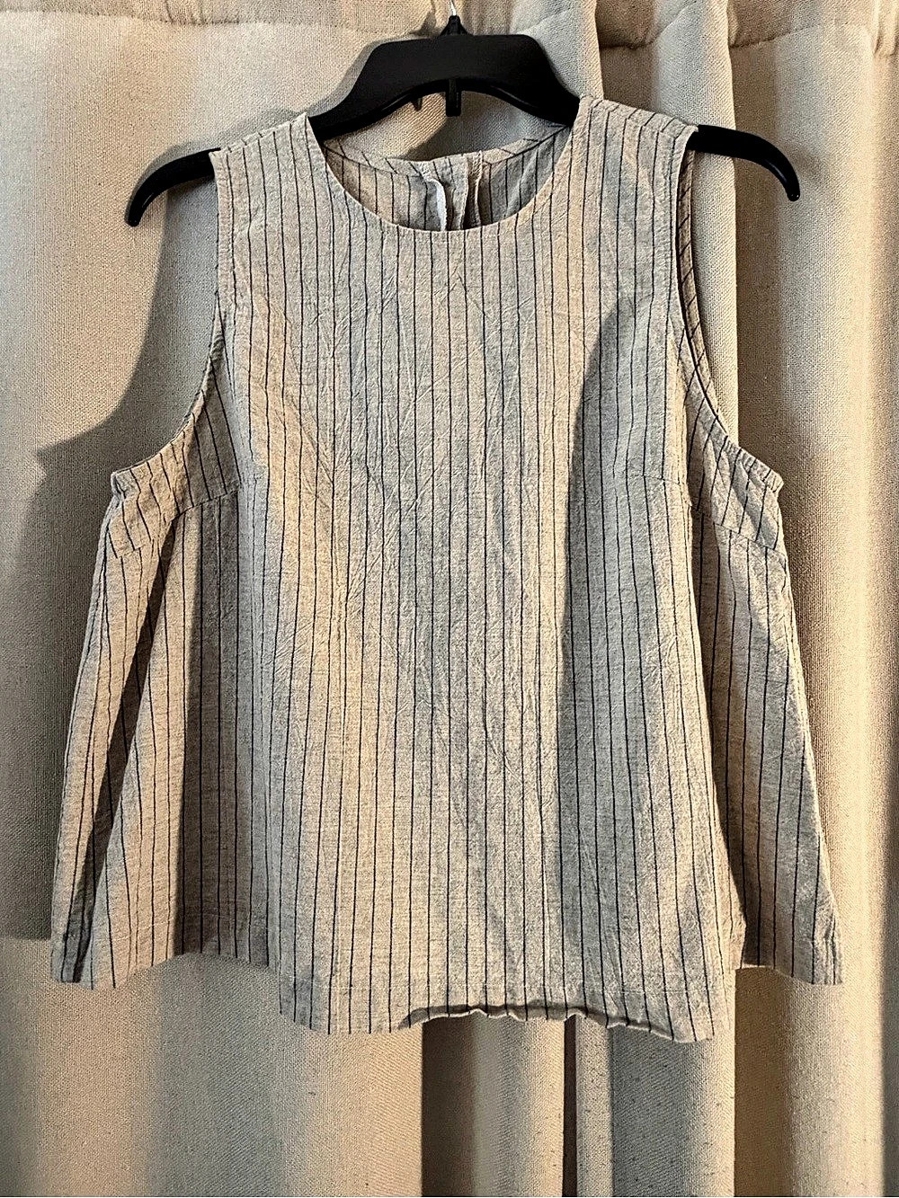 SHEIN Pinstripe Gauze Pop On Tank Gray